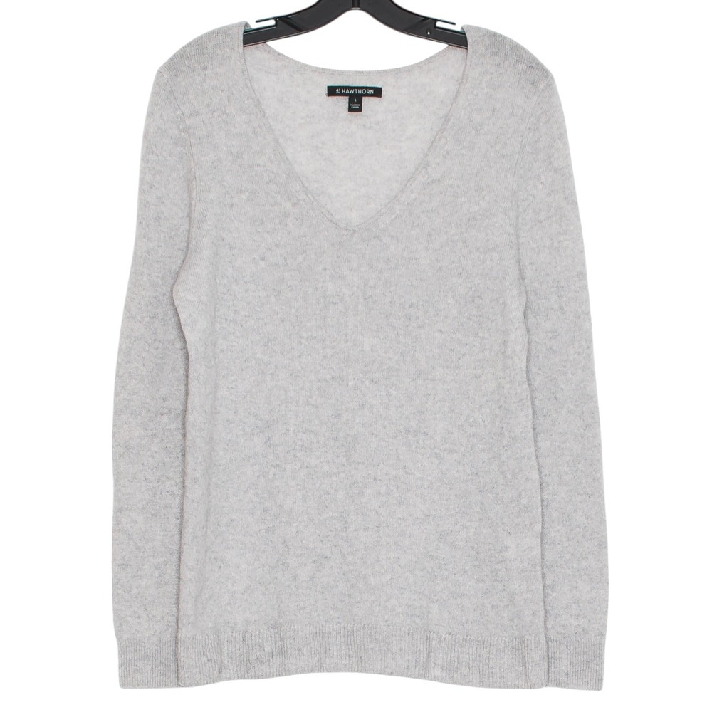 41 Hawthorn Sweater Cashmere Minimalist Old‎ Money Quiet Luxury Cozy Gray Large